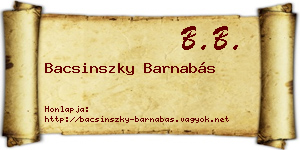 Bacsinszky Barnabás névjegykártya
