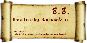 Bacsinszky Barnabás névjegykártya